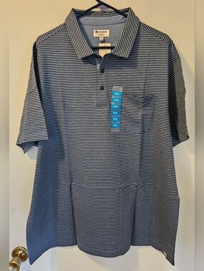 Sperry Premium Apparel Short Sleeve Blue Striped Polo Shirt Men's Size XXL NWT